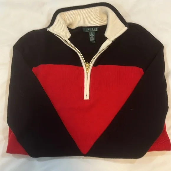 VINTAGE RALPH LAUREN CREST
COLORBLOCK QUARTER ZIP
SWEATER MEDIUM - Picture 2 of 2